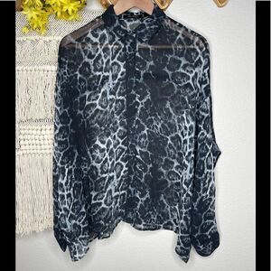 Religion Black Leopard Sheet Blouse XS